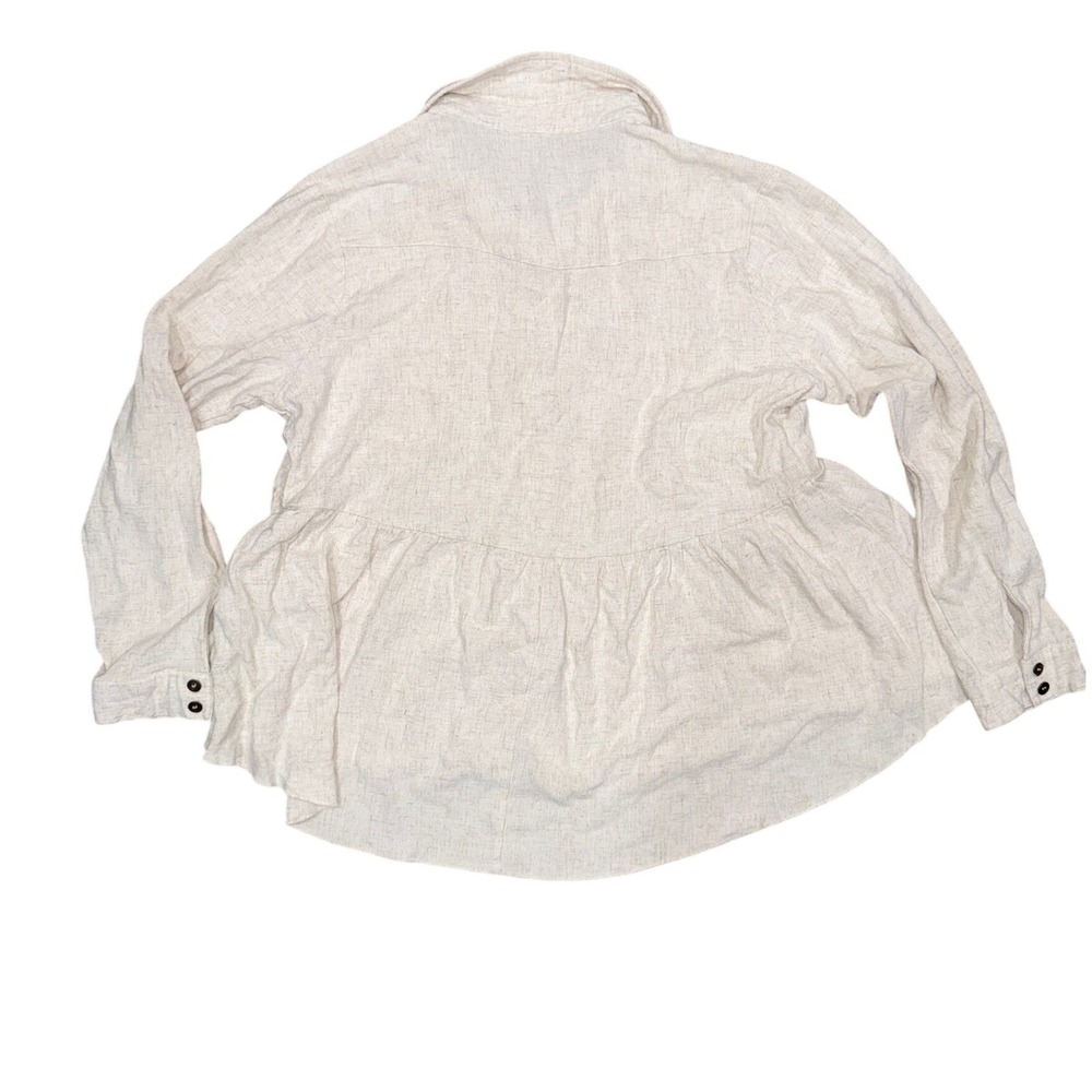 Umgee USA Women's Beige Linen Blend Peasant Tunic Shirt Size L - Picture 2 of 5
